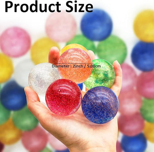 84 Pcs Glitter Bouncy Balls for Kids Party Favors, 6 Colors Rubber Bounce Balls Bulk 45 mm ICY Large Hi Bounce Balls Assorted Colorful High Bouncing Ball for Boys Gilrs Birthday Carnival Prizes