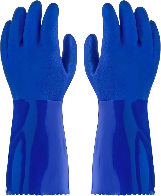 kitchen-star Ultimate Rubber Household PVC Gloves with Comfortable Cotton Lining, Anti-Slip surface, Kitchen Dishwashing, Extra Thickness, Kitchen Cleaning, Working, Painting, PetCare(X-Large, Blue)