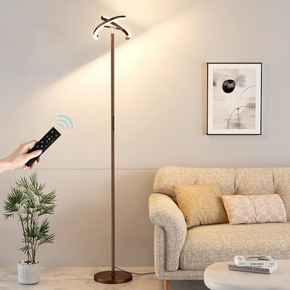 Floor Lamps for Living Room, 40W/2400LM LED Floor Lamp with Touch & Remote Control, 70" Tall Standing Lamp Stepless Dimmable, Modern Torchiere Corner Lamp for Bedroom, Office - Brown