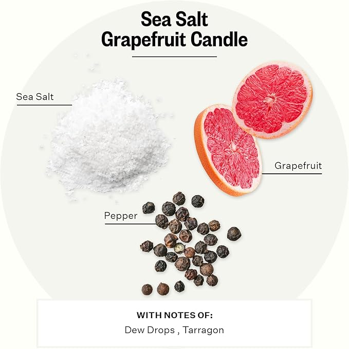 Apotheke Signature Scented Candles for Home, Sea Salt Grapefruit - 10.5 oz - Soy Wax, Non Toxic, Large Jar White - Luxury Candle Gifts for Women & Men - Pepper, Dew Drops, and Tarragon