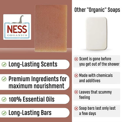 Ness Mens Soap Bar - Smoked OUD Scent - Natural Soap For Men - Mens Bar Soap With Organic Ingredients & Essential Oils - Moisturizing Bar Soap - Handmade In The USA, Cruelty Free, Vegan - 3 Pack