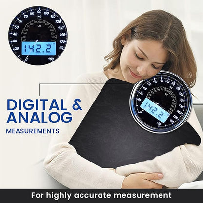 EILISON Highly Advance 2-in-1 Digital & Analog Weighing Scale for Body Weight-400lbs, 4 High Precison GX Sensor Accurate, Thick Tempered Glass, Extra Large Display (red) (New Black)