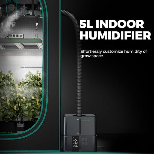 MARS HYDRO Plant Humidifier 5L,with Adjustable Humidity,Timer Function,Ultrasonic Precise and Silent Operation,No-Leak Seal for Grow Tent,Indoor Planting,Greenhouse,Bedroom
