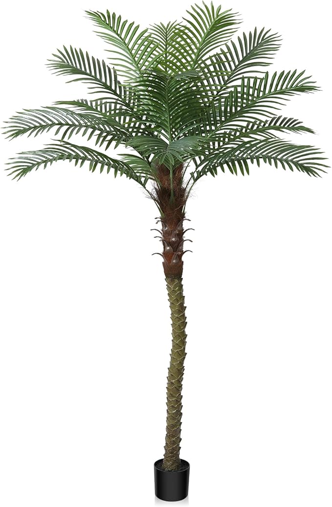 7Ft Artificial Sago Palm Tree Tall Fake Palm Plant with 12 Pcs Adjustable Leaves Tropical Decor Plastic Faux Tree in Pot Realistic Fake Plants for Home Indoor Office Patio Porch