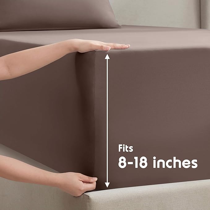 Nestl Full XL Sheet Set - Luxury 1800 Ultra-Soft Microfiber Full Extra Long Bed Sheets - Double Brushed - Deep Pockets - Easy Fit - 4 Piece Set, Bedding Sheets & Pillowcases (Full XL, Chocolate Brown)