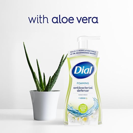 Dial Antibacterial Defense Foaming Hand Soap + Aloe, Soothing White Tea, 30 Fl Oz Hand Soap Refill (Pack of 4), Dermatologist-Tested, Gentle on Skin