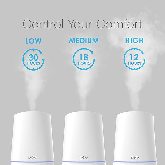 Pure Enrichment HUME Max - Easy Top-Fill Ultrasonic Cool Mist Humidifier, 3.7-L (1 Gallon) Water Tank, 3 Mist Settings, & Auto Shut-Off Timer - Ideal for Large Bedrooms, Nurseries & Dry Areas (White)