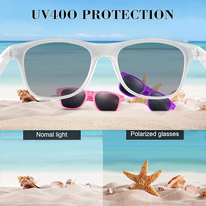 FEPITO 24 Pack Party Sunglasses Bulk for Birthday Party Favors Goody Bag Fillers for Beach Pool Party Toys for Adults, White