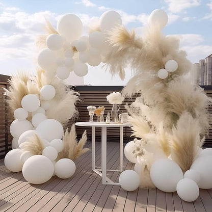 130PCS White Balloons, Latex Balloons Different Sizes 18/12/10/5 Inch, Helium Balloons with Ribbon, Party Balloon Set for Birthday Wedding Graduation Anniversary Baby Shower Decorations.