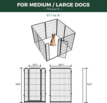 FXW Homeplus Unleashed Indoor Dog Playpen - Stress-Free and Safe Play, Heavy Duty 45 Inch 8 Panels with Playpen Camera Mount for Large Dogs, Black│Patented