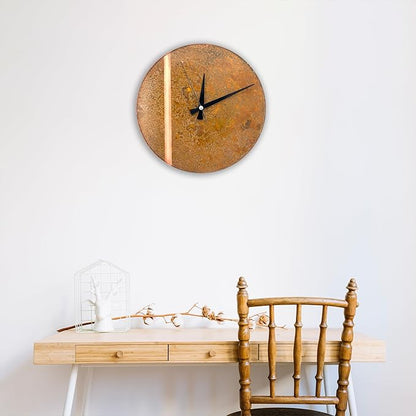 Handmade Copper Wall Clock Artisan Touch in Every Piece - Tree of Time Wall Decor Copper Clock for Living Room, Office, Kitchen & Bedroom (Rusty Line, 11)