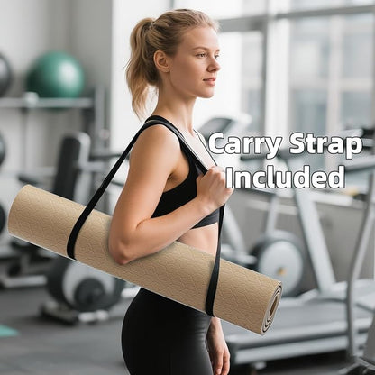 ILILI Yoga Mat, 72x25×0.3 Inch, Non-Slip, TPE Exercise Mat, Tear-Resistant, Fitness Yoga Mat with Carrying Strap, Ideal for Yoga, Pilates, Home Workouts, Stretching & All Fitness Routines