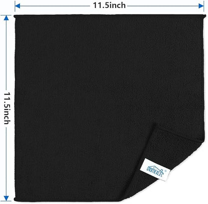 HOMEXCEL Black Microfiber Cleaning Cloth,150 Pack Cleaning Rags, Cleaning Towels,11.5"X11.5" Shop Towels