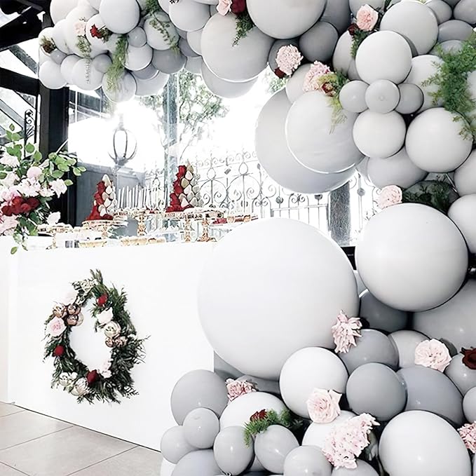 PartyWoo Gray Balloons 50 pcs 12 Inch Pastel Gray Latex Balloons for Graduation Wedding Baby Shower Bridal Shower Gender Reveal Anniversary Birthday Party Decorations Gray-Y76