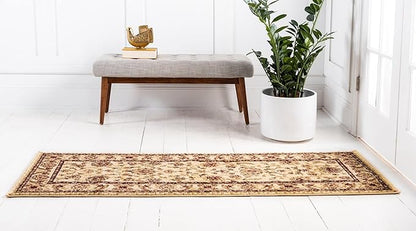 Rugs.com Aditi Collection Rug – 2' 7 x 12' Runner Cream Low Rug Perfect for Living Rooms, Large Dining Rooms, Open Floorplans