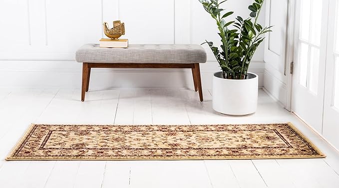 Rugs.com Aditi Collection Rug – 2' x 8' Runner Cream Low Rug Perfect for Living Rooms, Large Dining Rooms, Open Floorplans