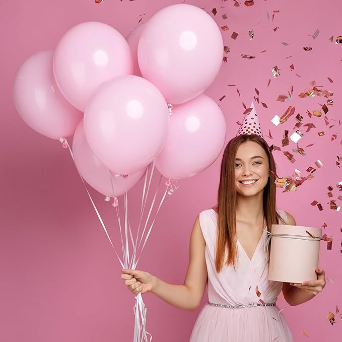 Pastel Pink Balloons - 30 Pcs, 12 Inch, Light Pink, Helium, Baby Shower, Princess Birthday Party Decorations