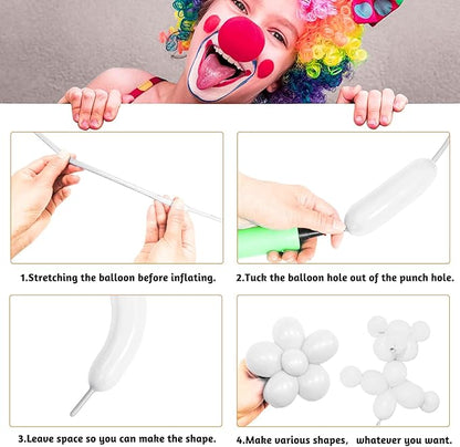 260 Balloons, Thickening Long Balloons for Tying Balloon Arch, Twisting Latex Animals Magic Modeling Skinny Birthday Balloons for Kid‘s Party Wedding Decoartion 100pcs （White）