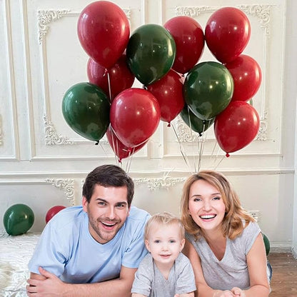 100pcs Dark Green Balloons Latex Party Balloons 18 inch +12 inch +10 inch +5 inch for Christmas Green Balloon Birthday Party Baby Shower Decoration