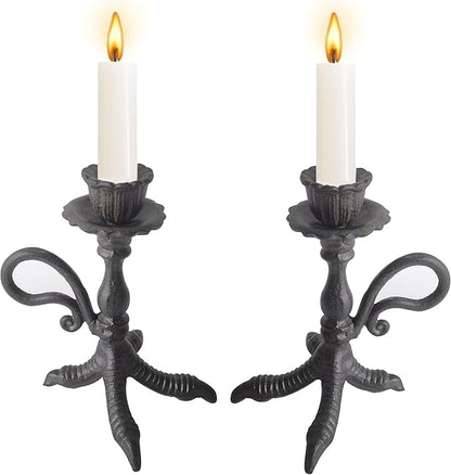Claw Foot Candlestick Holders - Feet Taper Candle Holders, Black Candlesticker Holders Set 2