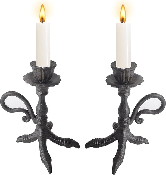 Claw Foot Candlestick Holders - Feet Taper Candle Holders, Black Candlesticker Holders Set 2