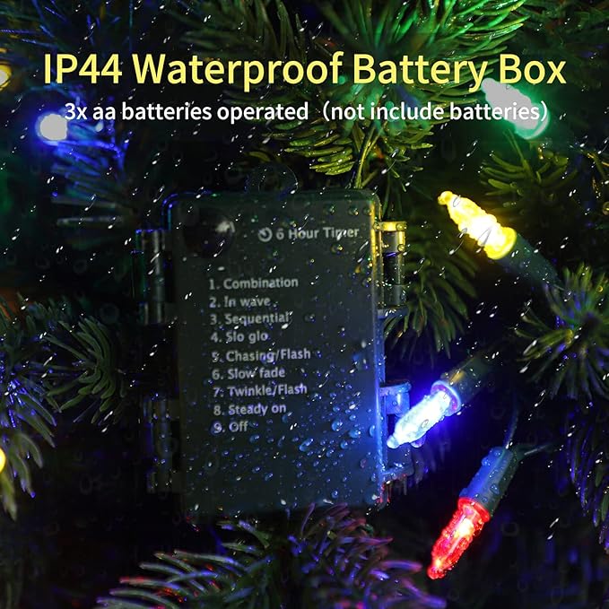 50LED Mini Lights,Green Wire,Waterproof Battery Case,Multi Functions,Timer,Multi