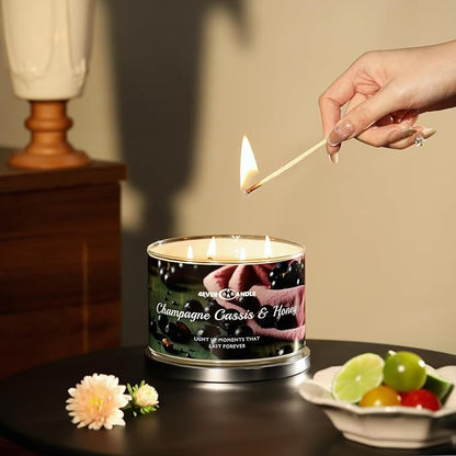 4EVER Scented Candles | 4-Wick 18oz Soy Wax Candle | Up to 50Hrs Clean Burn | Aromatherapy Candles for Home Scented | Gifts for Women & Mom, Champagne Cassis & Honey