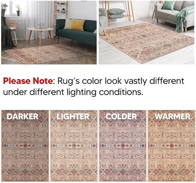 Keen Home Design 2x10 Rug - Machine Washable Runner with Non-Slip Backing, Ideal for Hallway, Entryway, Kitchen, Laundry Room - Vintage, Easy Clean, Durable, Low Pile Rug - (2'6" x 10')