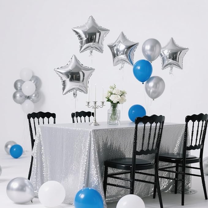 Silver Star Balloons Graduation Foil Balloons Mylar Balloon For Helium Metallic 12pcs 18 Inch Class of 2025 Silver Birthday Decorations Room Decor Party Decorations Baby Shower Anniversary Wedding