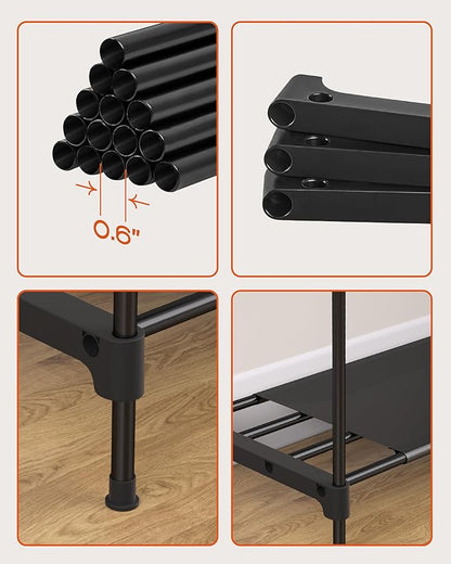 Portable Closet, 54.3 Inch Large Capacity Wardrobe Closet with Cover, Clothes Storage Organizer with Shelves and 2 Hanging Rods, Easy to Assembly, Black PCT102B01
