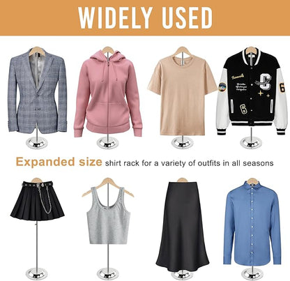 20-35 Inch Height Adjustable Shirt Display Stand, T Shirt Display Stand for Vendors, Shirts Rack for Clothing Dress Garment Coat Retail (Wooden-primary color, 6 Pcs)