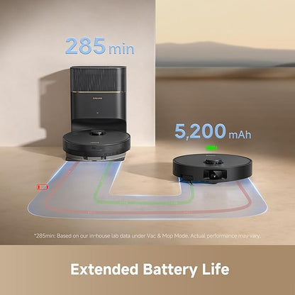 DREAME D20 Pro Plus Robot Vacuum, 13,000Pa Suction, DuoBrush for Pet Hair, Corner Cleaning, Self Emptying, LDS Navigation Laser Avoidance, Vacuum Mop, Hard Floors&Carpets (Black)