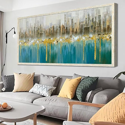 Ardemy Extra Large Framed Wall Art Abstract Canvas Modern Gold Textured Wall Decor Living Room Painting Picture Artwork Bedroom Home Office, 58"x29"