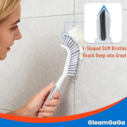 3 Pack Shower Scrub Brush Set – Heavy-Duty Scrub Brushes for Cleaning with Long Handle, Stiff Bristles Grout Brush, Shower Scrubber for Bathroom, Bathtub, Kitchen, Tile, Floor, Grout, Sink & Carpet