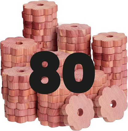 80 Cedar Rings for Clothes Storage - Stop Clothes Damage - 80 Fresh Cedar Rings