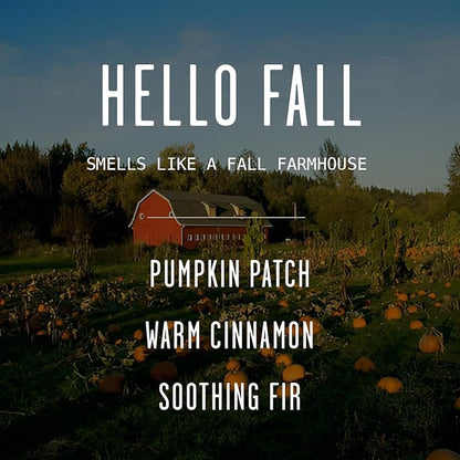 Fall Candles - 'Hello Fall Scented Candle' w/Cinnamon, Pumpkin & Fir I Infused with Essential Oils Autumn Scented Soy Candles for Home Décor, 9oz Reusable Jar, 50Hr Burn, Made in USA