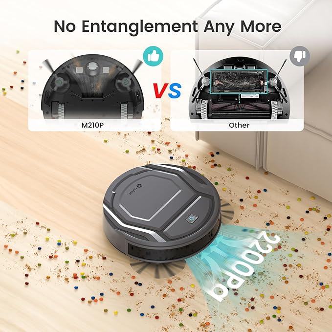 Lefant Robot Vacuum Cleaner M210 Pro,Slim,Quiet,2200Pa Suction,120 Min Self-Charging Robotic Vacuums, Freemove 3.0,WiFi/APP/Alexa,6 Cleaning Modes Ideal for Hard Floors Pet Hair Low Carpet,Gray