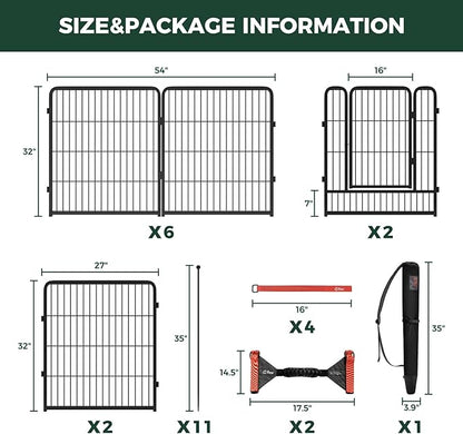 FXW Instant Unleashed Dog Playpen, Portable Pet Fence for Outdoor, RV Trips, and Camping, 32 inch, 16 Panels for Small and Medium Dogs with Easy-Carry Straps (2 Pack) and Stake Bag│Patented