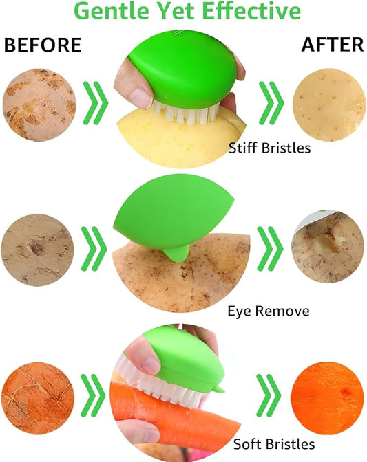 Premium Veggie Brush The Scrubber for Potato Eyes,a Potato Scrubber Suitable for Root Vegetables & Delicate Fruits,a Dual-use Fruit and Vegetable Brush, Your Kitchen Essential