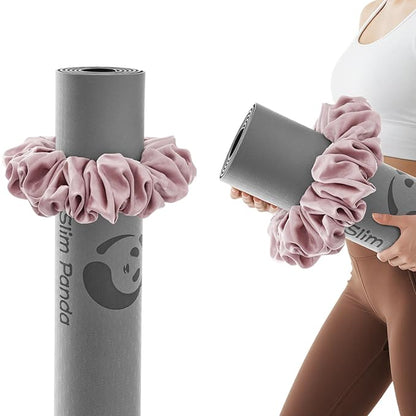 Slim Panda Yoga Mat Scrunchie, Secures Your Mat In Style & Cute, Durable Stretchable Velvet Fabric Yoga Mat Carrying Strap Fits All Standard Yoga Mats (mat not included)