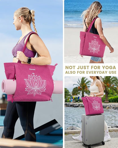 Gonex Yoga Mat Bag, Large Tote Bag with Multi Pockets for Women Men, Canvas Mat Carrier, Full Zipper Easy Access for Pilates Gym Travel