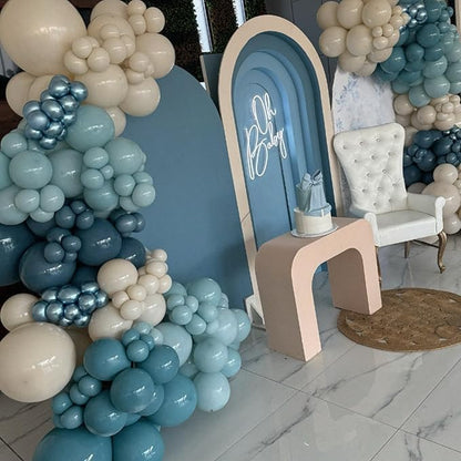 Dusty Blue Balloons, 12 Inch Slate Baby Blue and Sand White Balloons for Boys Baby Shower Bridal Shower Engagement Wedding Birthday Party Decorations