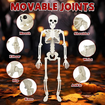 10 Pack Halloween Skeleton Decorations Outdoor: 16" Posable Skeleton Halloween Prop for Haunted House Indoor & Outdoor Decoration Spooky Decor