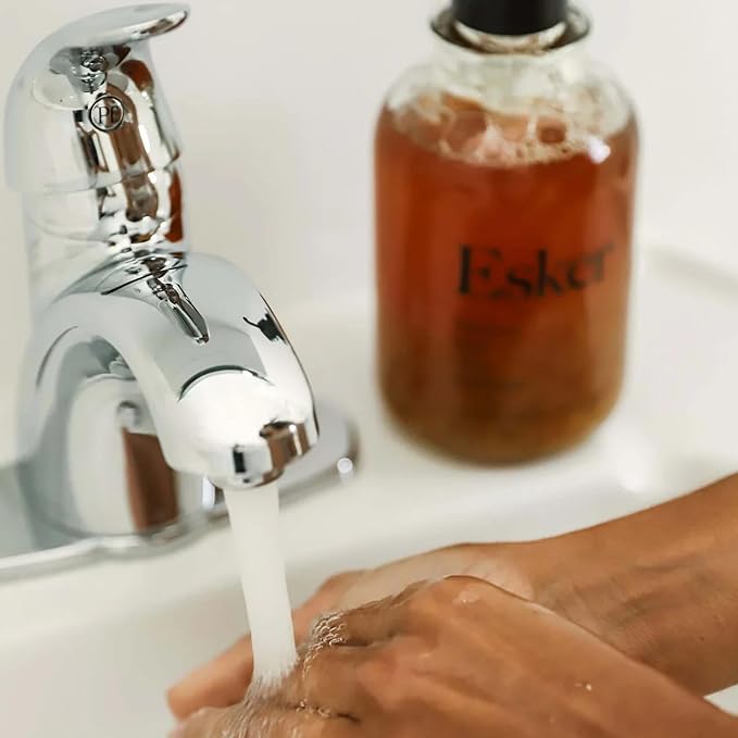 ESKER Calendula Hand Cleanser – Luxury Plant-Based Foaming Hand Wash | Calendula & Essential Oils in Reusable Glass Bottle – Plant-Based • Cruelty-Free • Sulfate-Free • 16.9 fl oz