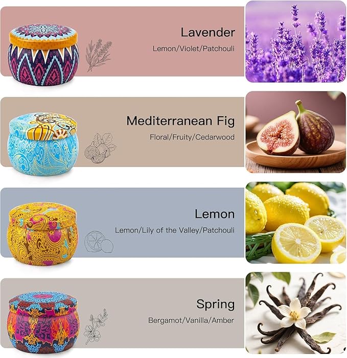 Scented Candles Gift Set,8% Essential Oil,8 Pack Aromatherapy Candle,Stress Relief Gifts for Women,120H Burning, Candles for Home Scented, Ideal for Birthday,Thanksgiving, Mother's Day,Valentine's Day