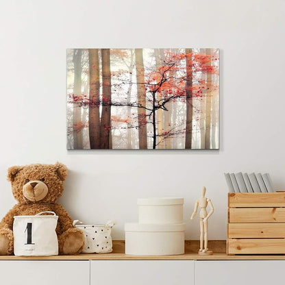 Wexford Home Home Decor Landscape Canvas Wall Art Abstract Floral Painting Modern Pictures Artwork Decoration for Living Room Kitchen Bathroom Office, Ready to Hang, orange awakening, 18x27