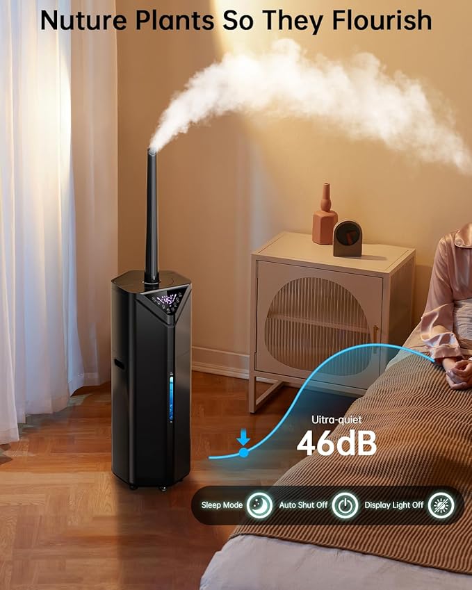 5Gal Humidifiers for Bedroom Large Room up to 2800ft², APP/Remote Control, 60H Supersized Cool Mist Humidifier with Auto 180°Mist Tube, 24H Timer, Top Fill Humidifiers for Home Office Bedroom Plants