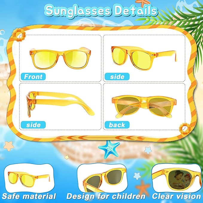 GKTZ Kids Sunglasses Party Favors - Boys Girls Age 3-8 Birthday Goodie Bags Stuffers, Neon Sunglasses with UV 400 Protection for Kids Classroom Favors - 24 Packs