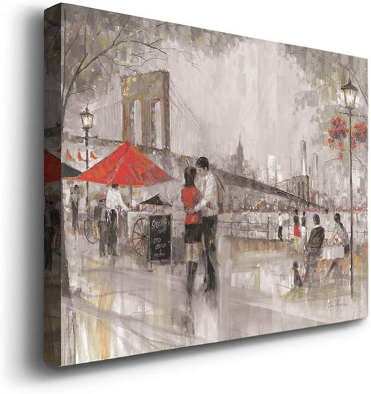 Wexford Home Home Decor Landscape Canvas Wall Art Abstract Floral Painting Modern Pictures Artwork Decoration for Living Room Kitchen Bathroom Office, Ready to Hang, NOW YORK ROMANCE, 32x48