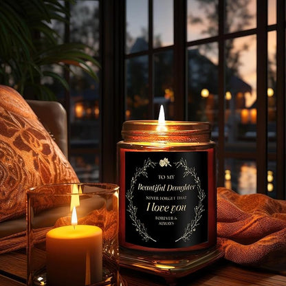 My Beautiful Daughter Candle Gift from Mom Dad - Unique Love You, Bridal Shower, Wedding, Mother's Day, Birthday Gift for Daughter Adult, Stepdaughter - Cashmere Vanilla Scented Soy Candle